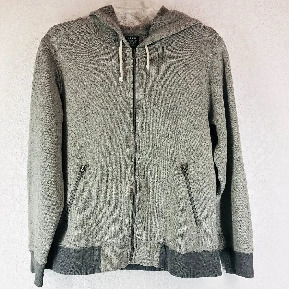 J. Crew Gray Zip Up Fleece Hoodie Size Large